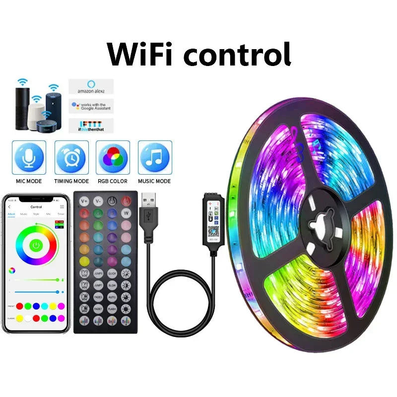 LED Lichtband USB – RGB 5050, Steuerbar per App, Flexibel & farbwechselnd, Ideal für Zimmerdeko & TV-Backlight