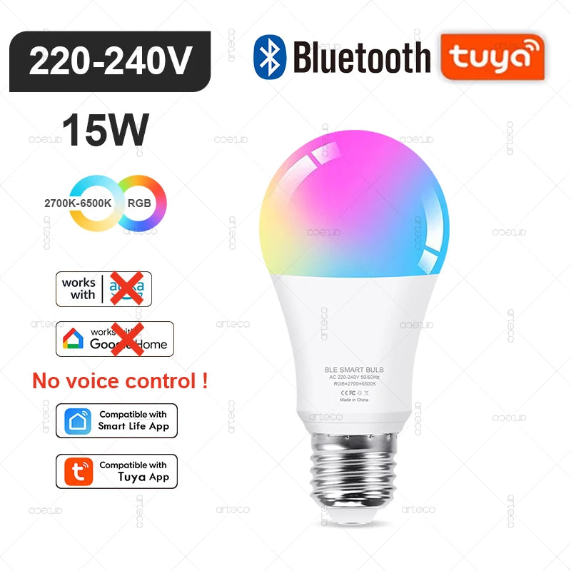 Tuya Smart LED-Lampe – E27/E14/GU10, WiFi & Zigbee, Dimmbar, 2700–6500K RGB, Kompatibel mit Alexa & Google Home