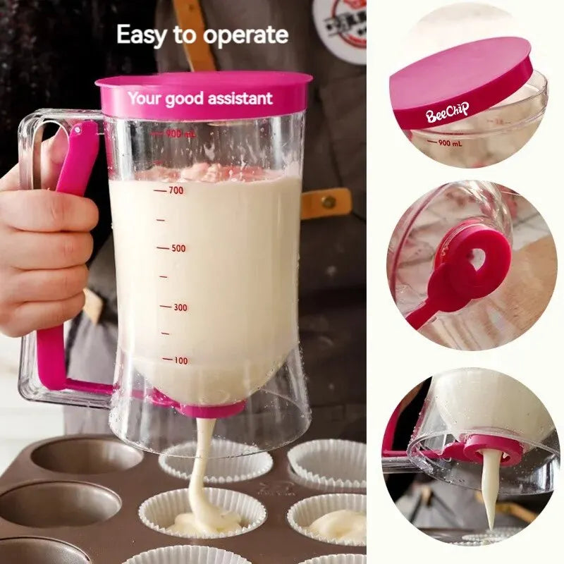 Manueller Teigspender für Cupcakes – Teig- und Buttertrenner mit genauen Messskalen, ideal für präzises Portionieren und sauberes Arbeiten, ein unverzichtbares Küchenwerkzeug für Backliebhaber
