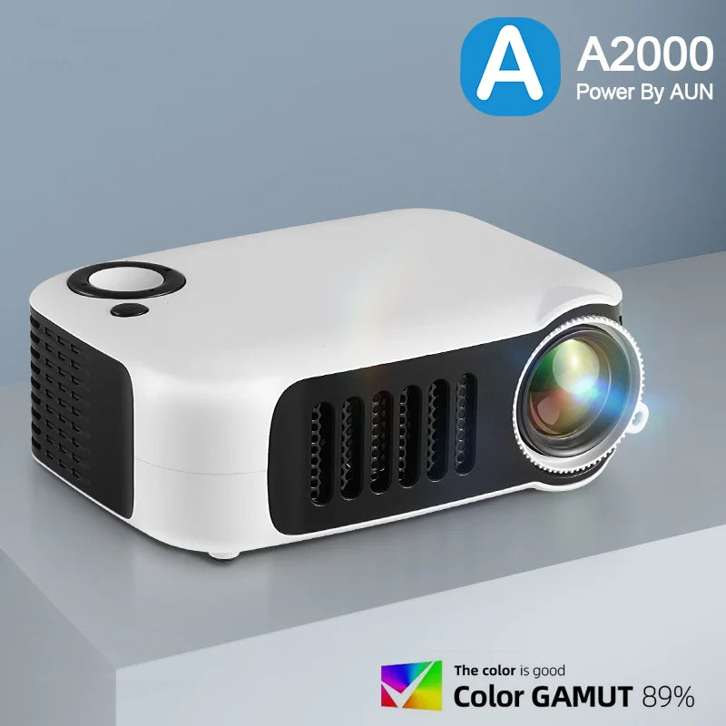AUN A2000 Tragbarer Projektor LED Heimkino Mini Smart TV Beamer Unterstützung für 1080P Full HD Filmwiedergabe