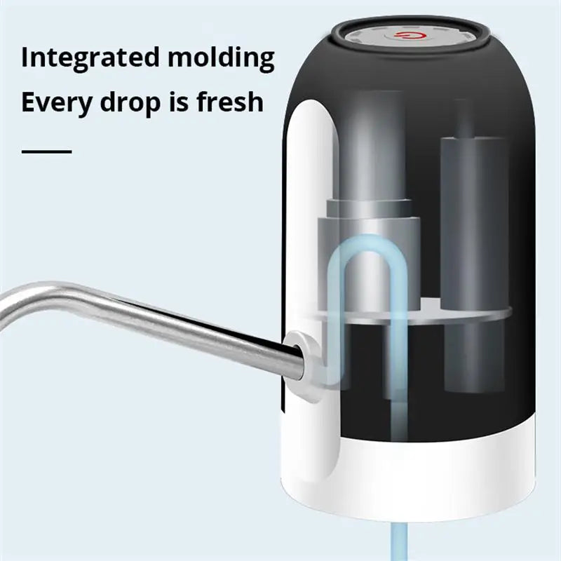 Schwarz/Weiß USB-Wasserflaschenpumpe – Automatischer Ein-Knopf-Schalter, Wiederaufladbare Pumpe für Wasserspender, Praktisch für Haushalt und Outdoor