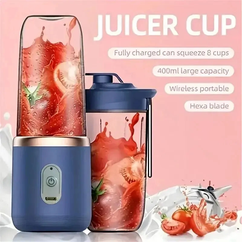 2-in-1 USB-Fruchtmixer und Doppeltassen-Entsafter – Tragbarer Elektrischer Mixer für Obst, Milchshakes und Säfte