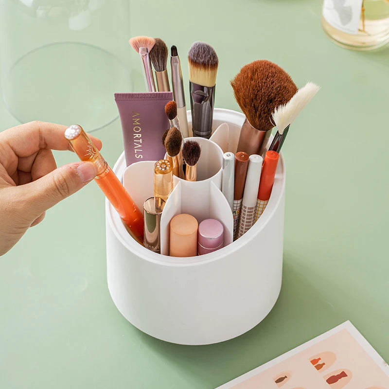 Rotierender Make-up-Pinsel-Organizer – Tragbare, multifunktionale, staubdichte Aufbewahrungsbox für Lippenstift, Lidschatten und Kosmetik