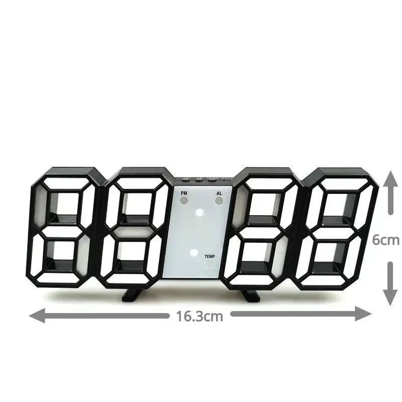 3D LED Digital Wanduhr – Alarmuhr mit Zeit-, Datums- und Temperaturanzeige, Perfekt für Zuhause, Küche, Büro oder Garten