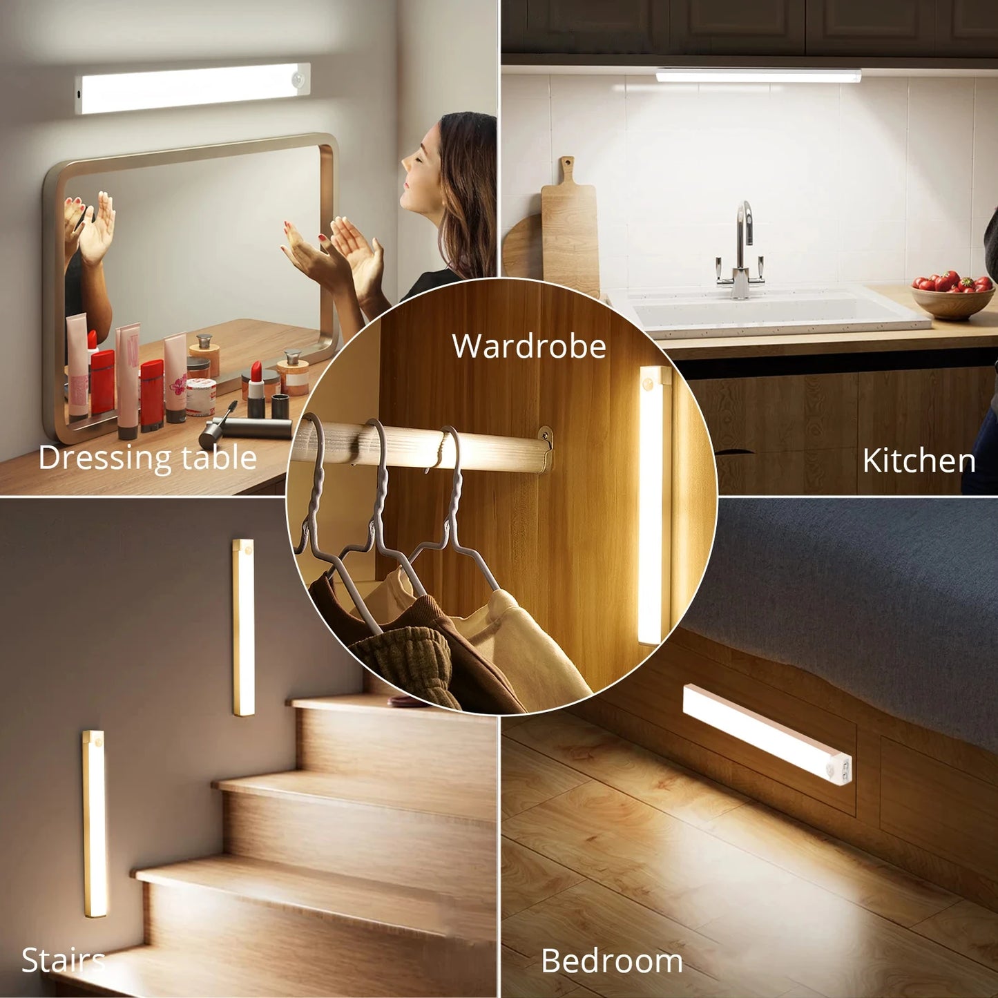 LED-Bewegungssensor-Nachtlicht - Kabelloses USB-aufladbares Lampenlicht für Schrank und Garderobe, Unterbauleuchte für die Küche, Magnetische Lampe mit Bewegungserkennung