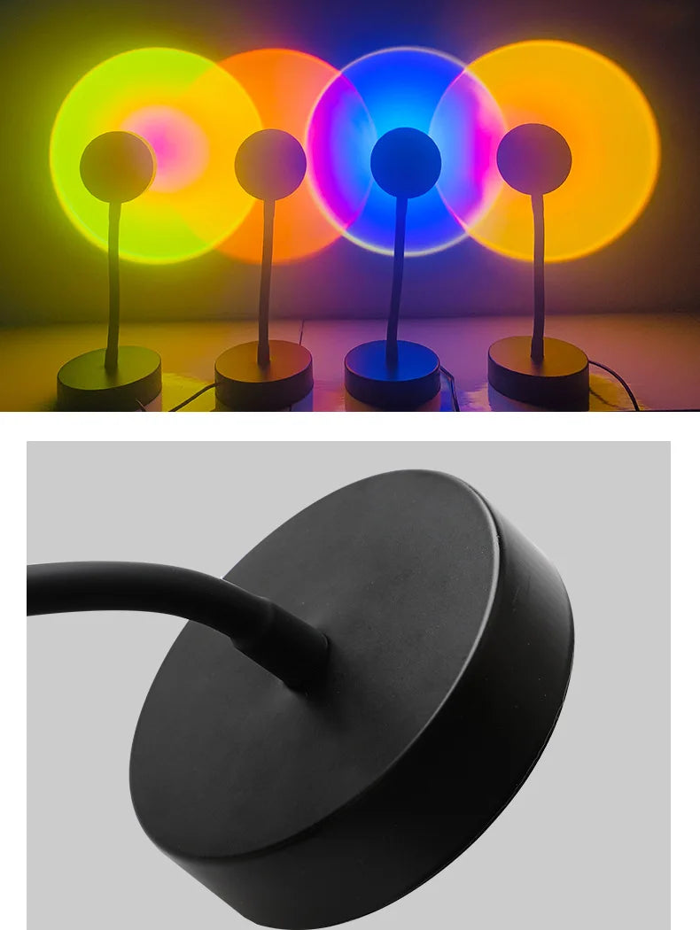 LED Projektor Sonnenuntergangslampe - Fernbedienung, Regenbogen-Atmosphäre, Nachtlicht für Zuhause und Fotohintergrund