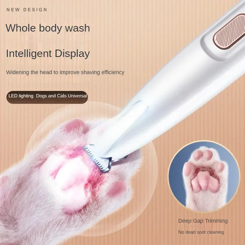 Professioneller Hundepfoten-Trimmer – LED-Licht, wasserdichtes Design & 18 mm Klinge für sanfte und präzise Fellpflege