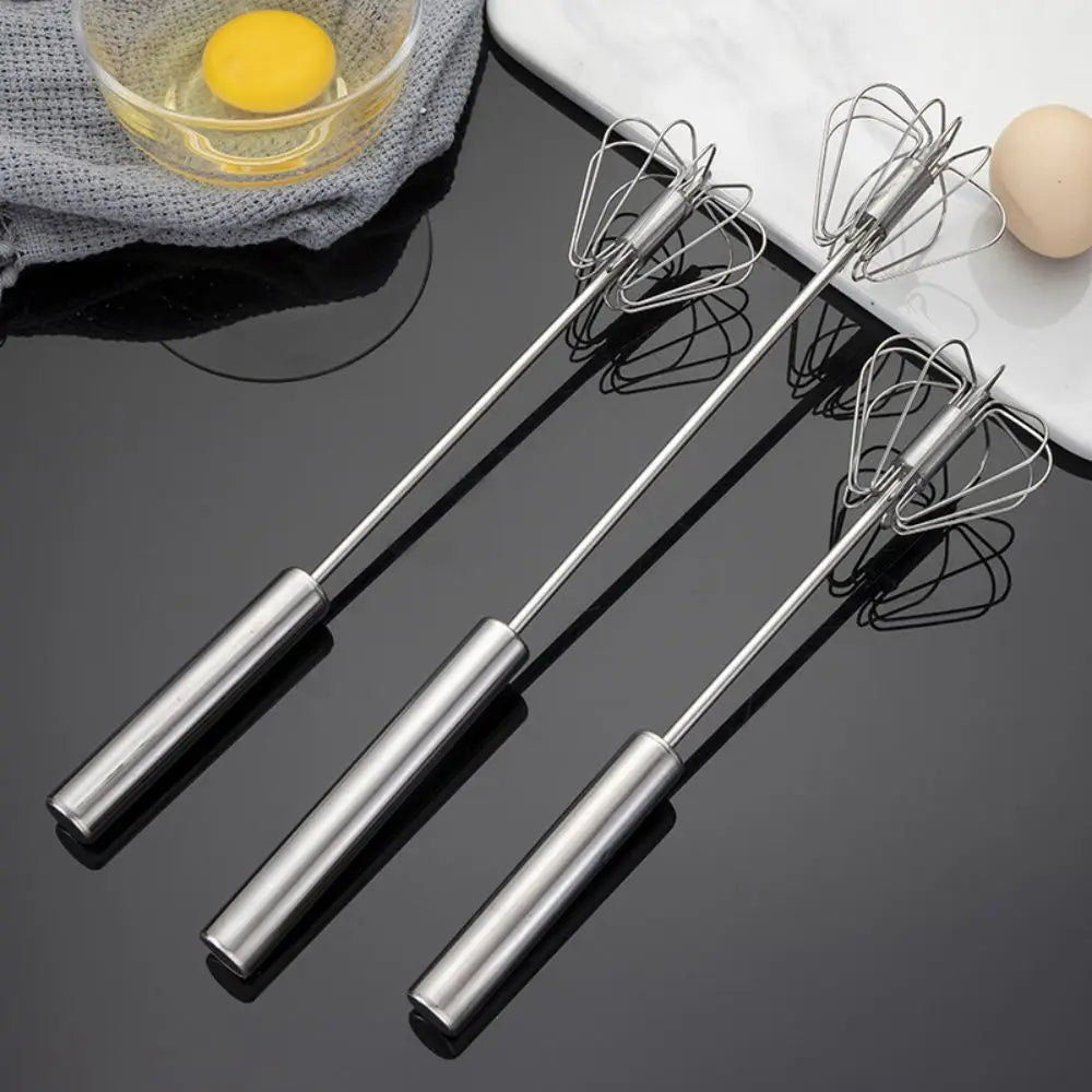 Premium Edelstahl Rotationsschneebesen – Halbautomatischer Handmixer für Sahne, Eier und Mehr, Perfekt für Backen, Kochen und den täglichen Gebrauch in der Küche