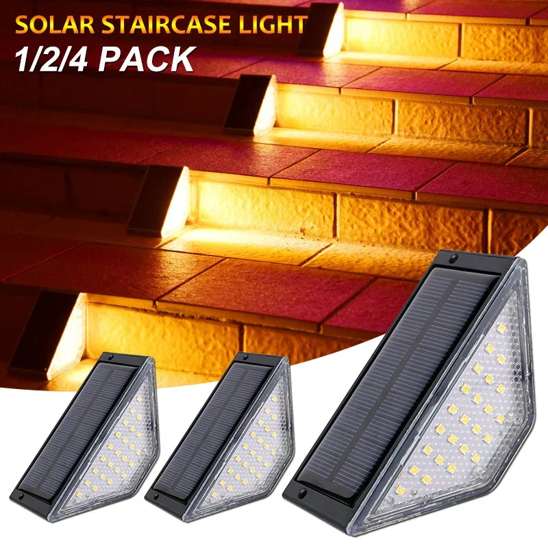 Solar Treppenlichter, Solar Stufenlicht Outdoor, Diebstahlsicher, Wasserdicht Dekoration für Garten, Treppe, Deck, Veranda und Patio, Umweltfreundliche Beleuchtung
