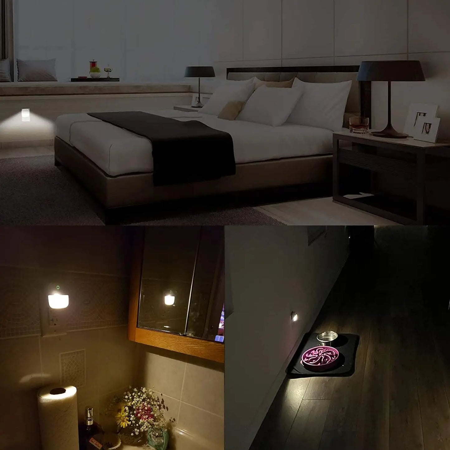 Dimmbares Dunkel-Sensor-LED-Nachtlicht - Kabellose Schrankbeleuchtung für Babybett, Nachttisch, Schlafzimmer und Korridor