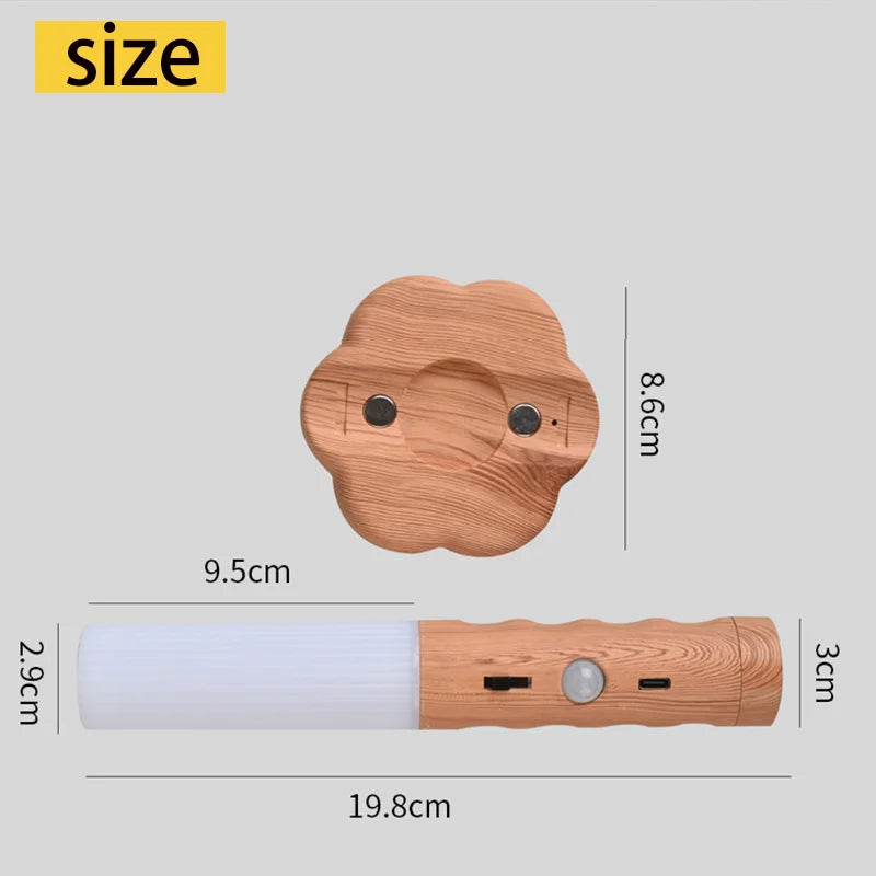 Fackel LED Nachtlicht - Drahtlose Typ-C USB Wand-Lampe für Küchenschränke, Schrank Licht und Nachttisch Beleuchtung, LED Fackel