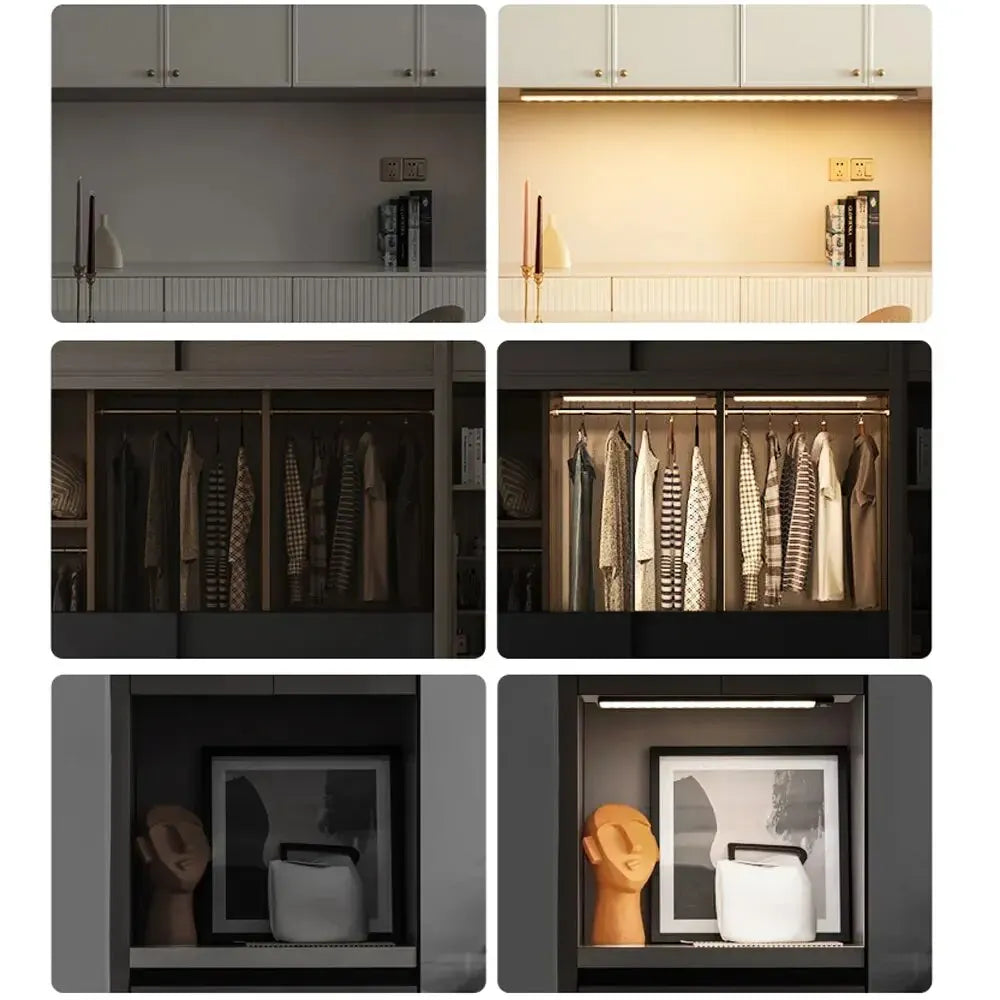 LED Schranklicht mit Bewegungsmelder – USB Type-C wiederaufladbar, Auto-On/Off, Verschiedene Längen für Küche & Kleiderschrank