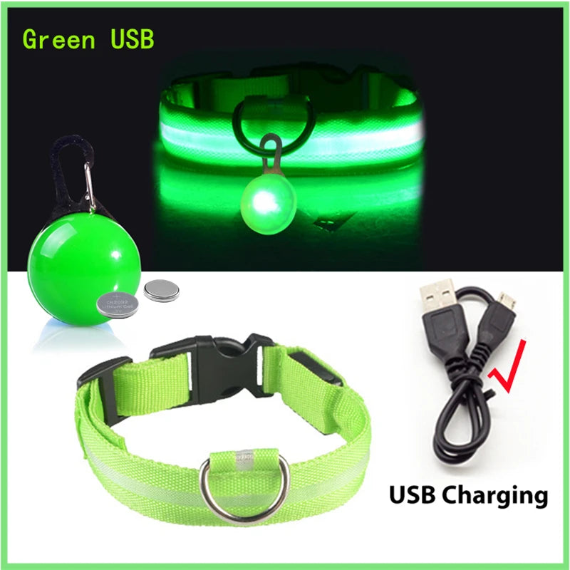USB-Aufladbares Leucht-Halsband für Hunde & Katzen – Helles LED-Nacht-Sicherheitslicht mit abnehmbarem Anhänger
