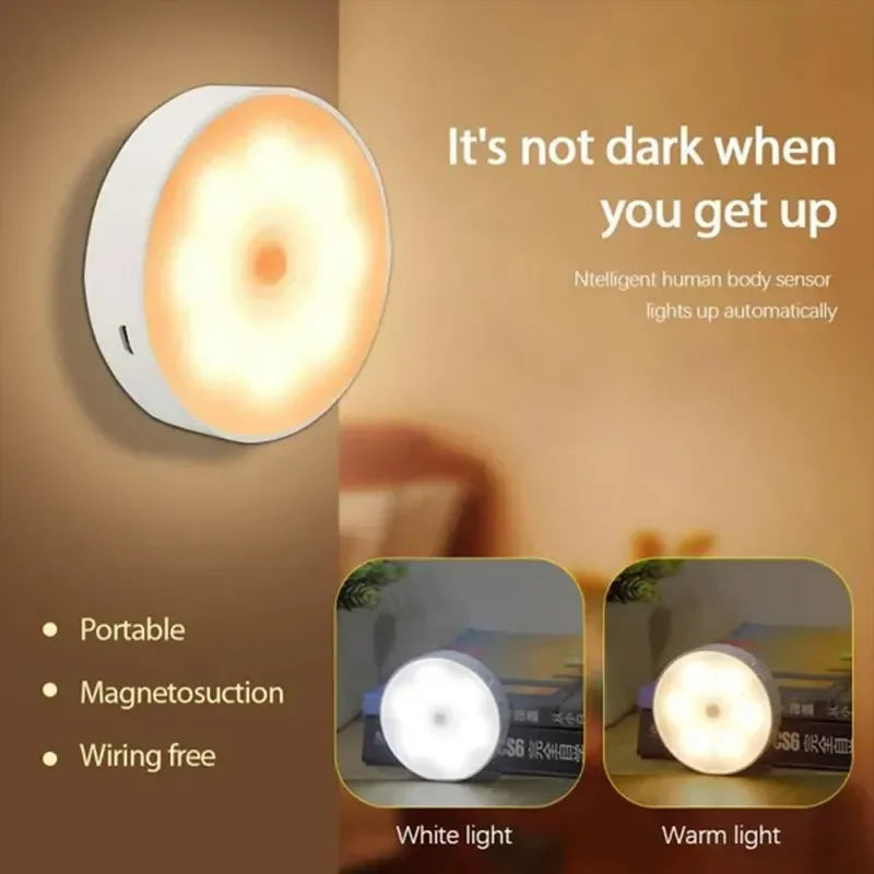 Bewegungssensor LED-Nachtlampe – Wiederaufladbare USB-Kabellose Lichtlösung für Küche, Kleiderschrank, Schrank und Treppenhaus – Perfekt für einfache und sichere Beleuchtung