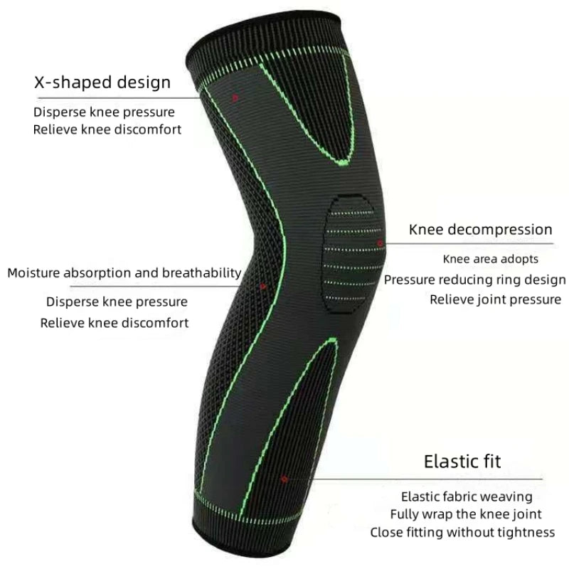1 Stück Kompressions-Kniebandage – Verlängerte Streifen Sport-Sleeve für Arthritis und Gelenkenschmerzen, Elastischer Knie-Schutz