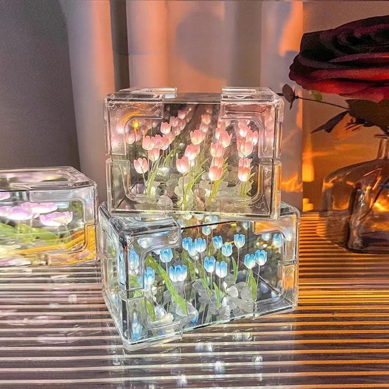 Selbstgemachtes Tulpenblumen-Würfelnachtlicht - DIY-Materialpaket für Freundin, Paare und Freundinnen - Einzigartiges Geschenk für kreative Bastelsessions