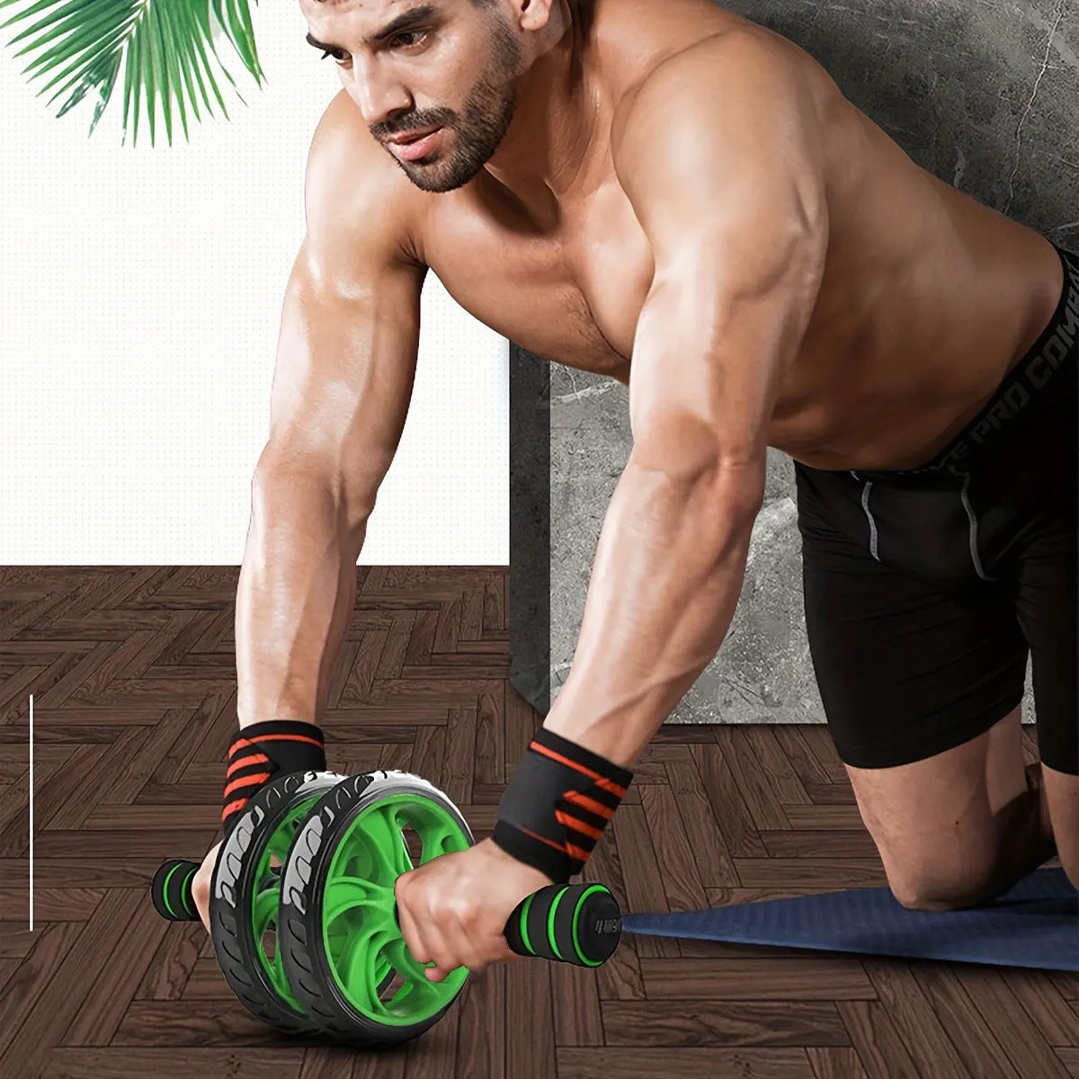 Bauchroller mit Doppelrollen – Fitnessgerät für effektives Bauchtraining, Geräuscharmer Roller für Männer und Frauen, Ideal zur Fettverbrennung