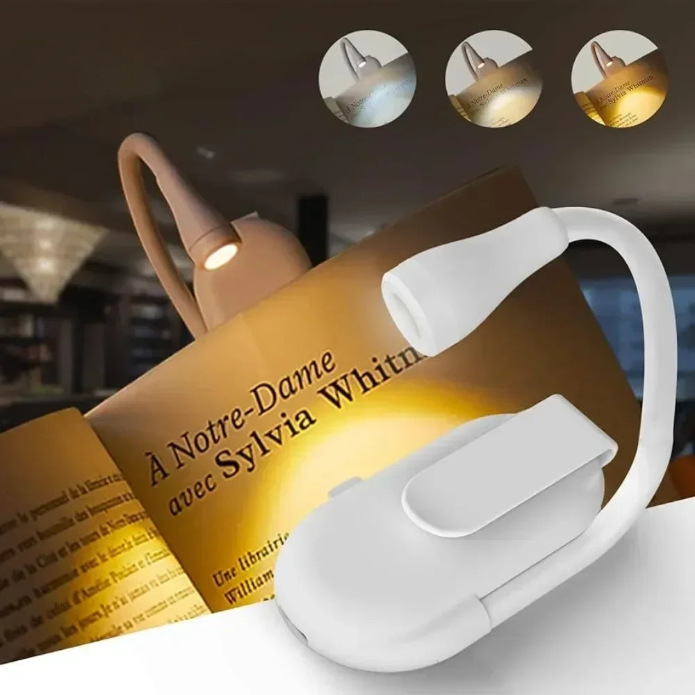 Augenschonende LED Leseleuchte mit USB-Aufladung – Kompakte Clip-Lampe für Lesen, Nachtlicht und Schreibtischbeleuchtung