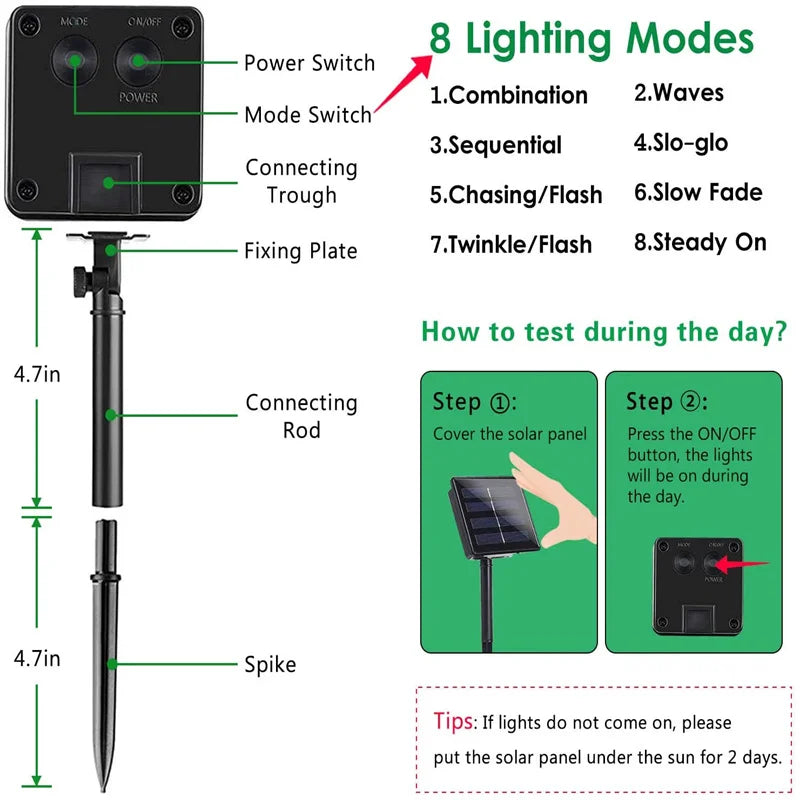 Solarlichterkette Außen – 200 LEDs, IP65 Wetterfest, für Garten & Terrasse