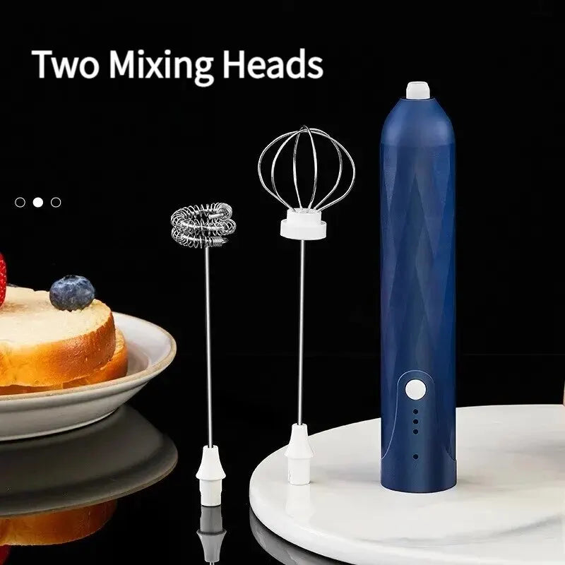 1 Stück Elektrischer Eierbesen mit 3 Geschwindigkeitsstufen – Tragbarer USB-Mixer für Milchaufschäumer, Handheld-Kaffee-Schneebesen, Küchen-Gadget für Haushalte