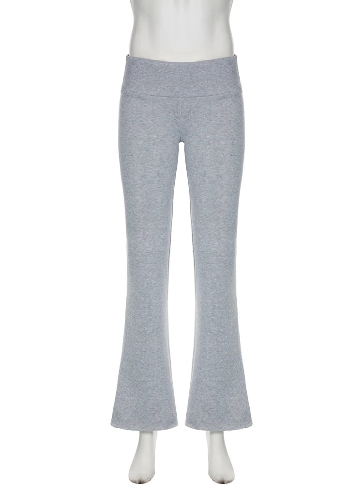 Slim Low-Waist Flare Pants – Bootcut Damenhose, Y2K Streetwear Style, Casual Mode für Herbst/Frühling 2024
