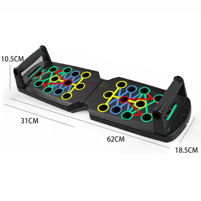 Tragbares, Multifunktionales 4 in 1 Push-up Board Set mit Griffen – Faltbares Fitnessgerät für Brust-, Bauch-, Arm- und Rückentraining zu Hause und Unterwegs