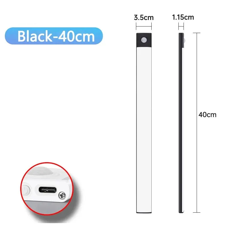 LED Schranklicht mit Bewegungsmelder – USB Type-C wiederaufladbar, Auto-On/Off, Verschiedene Längen für Küche & Kleiderschrank