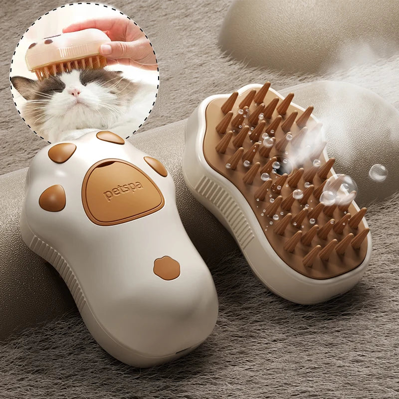 3-in-1 Pet Brush – Dampf-Kamm, Elektrischer Sprühkamm, Massage- und Haarentfernungskamm für die Haustierpflege von Katzen und Hunden
