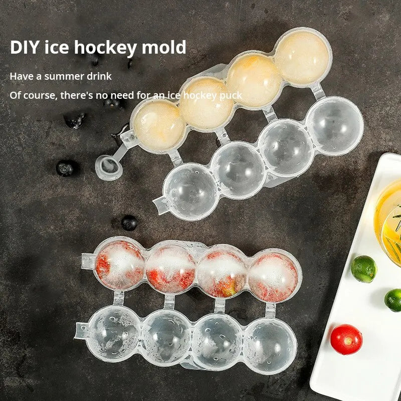 Transparente Küchen-Eisform mit 4 Löchern – Praktischer Eiskugel- und Eiscreme-Maker aus PP, Runde Eismold und Popsicle-Form, Runde Eisform für Cocktails
