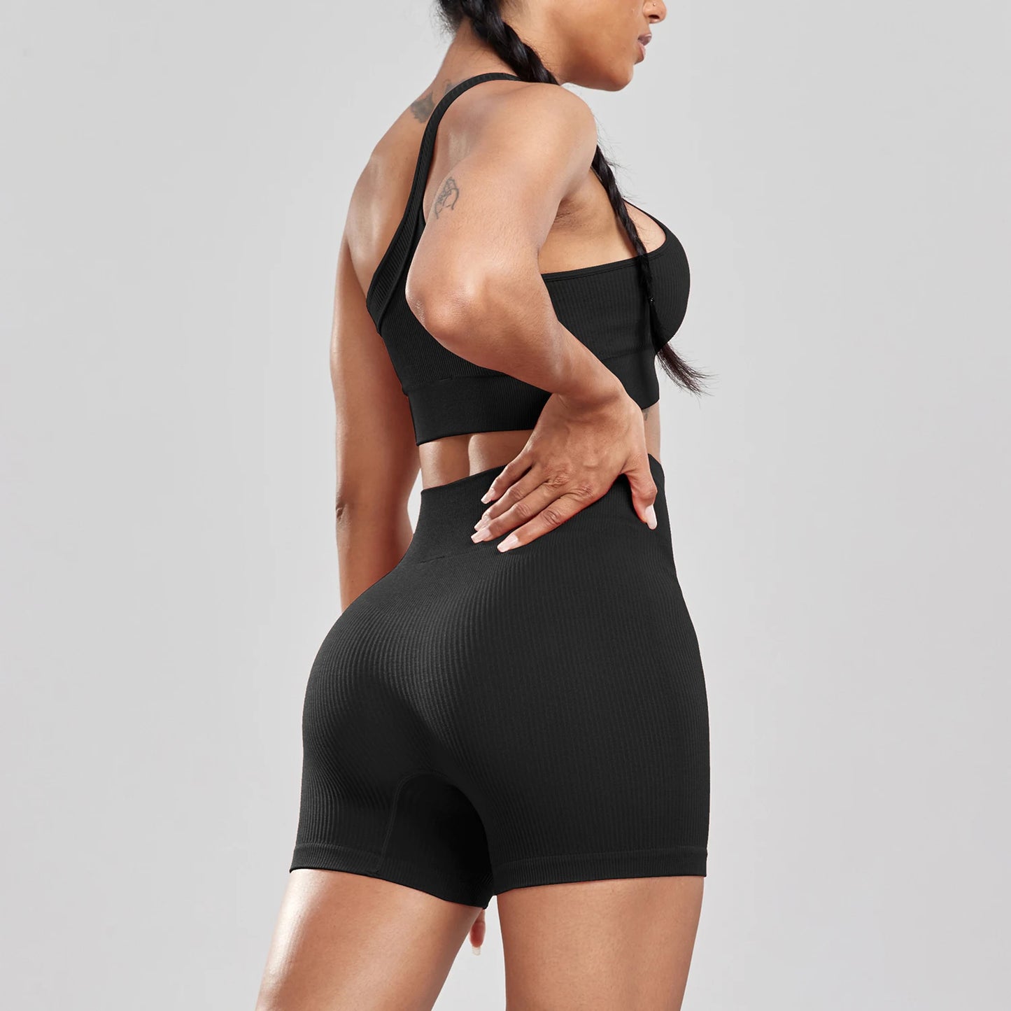 Neu 2024: Damen Fitness-Shorts-Set – Figurbetonte, dehnbare High-Waist-Shorts für sexy Sport-Outfits, Ideal für Laufen, Outdoor-Aktivitäten und Casual Fashion