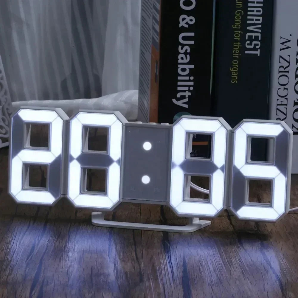 3D LED Digital Wanduhr – Alarmuhr mit Zeit-, Datums- und Temperaturanzeige, Perfekt für Zuhause, Küche, Büro oder Garten