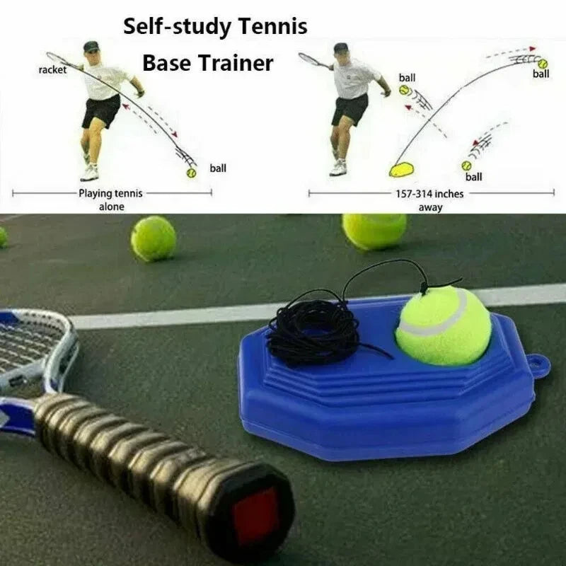 Tennis-Übungsgurt mit Rückpralleffekt - Tragbares Trainingsgerät für Anfänger, Inkl. Zubehör und Badminton-Seil, Für das Selbsttraining, Effektiver Tennis Solo-Trainer