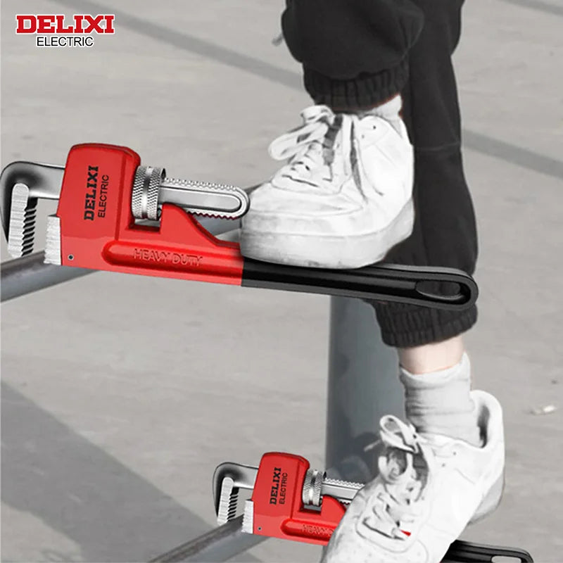 DELIXI Profi-Rohrzange 14 Zoll – Schwerlast-Rohrzange aus Carbonstahl & Aluminium, verstellbar, große Öffnung, für Rohrinstallation & -reparatur