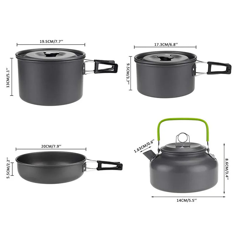 Leichtes Camping-Kochgeschirr-Set für 1-5 Personen
