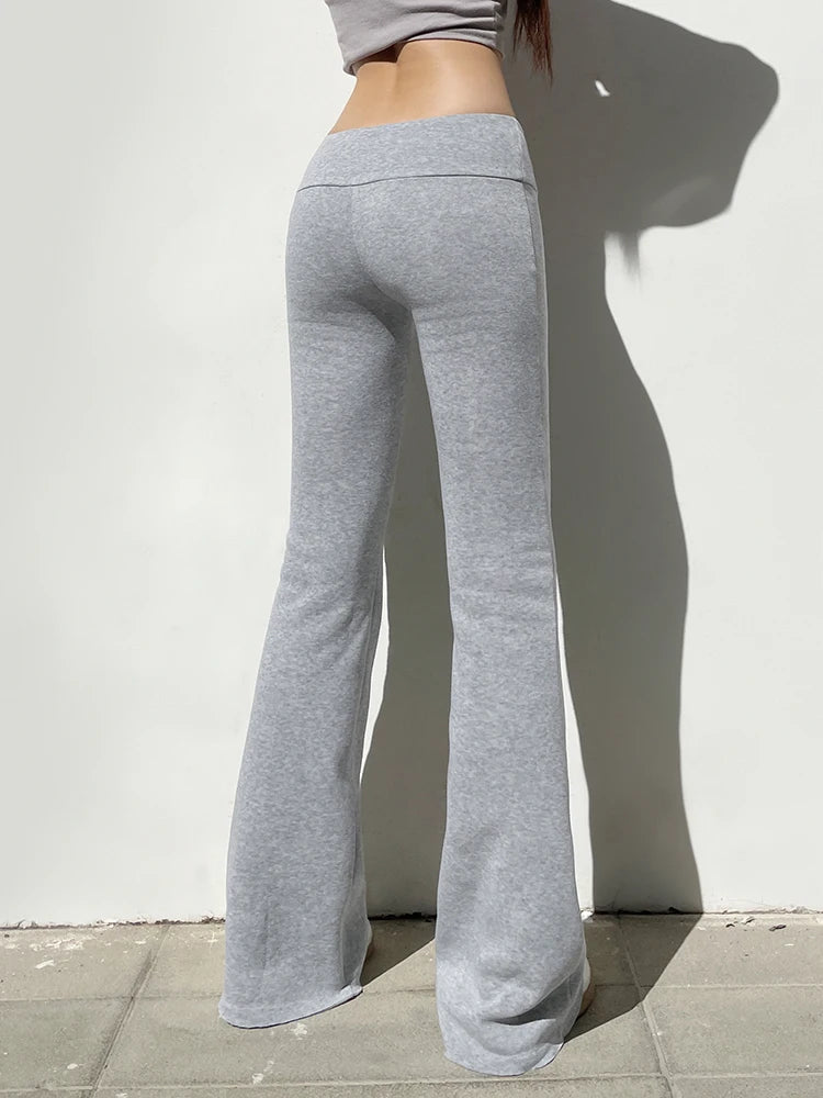 Slim Low-Waist Flare Pants – Bootcut Damenhose, Y2K Streetwear Style, Casual Mode für Herbst/Frühling 2024