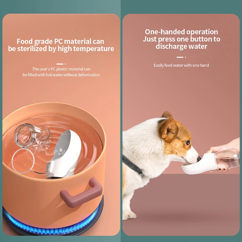 Tragbare Hundewasserflasche – Outdoor-Reiseflasche für Hunde und Katzen, Automatische Spaziergang-Trinkflasche für Hunde, Hundezubehör