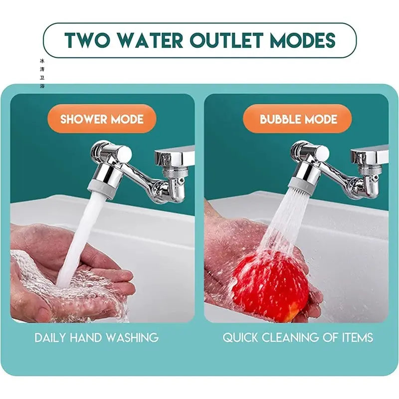 Universal Rotations-Wasserhahn-Verlängerung mit 1080° Sprühkopf – Robotischer Arm-Aufsatz für Wasserhähne, Ideal für Küche, Mischbatterie und Wasserstrahlregelung