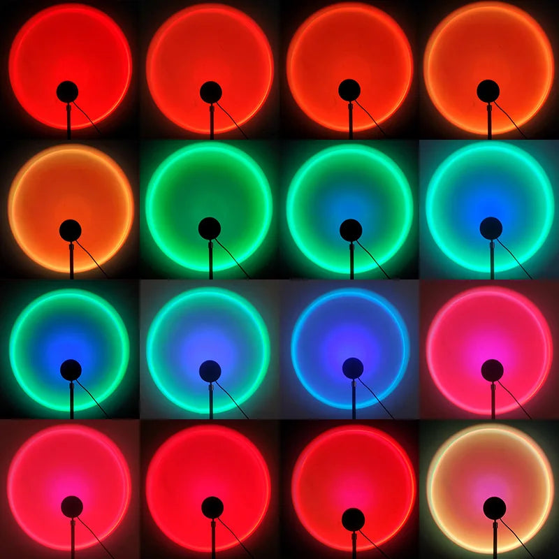 LED Projektor Sonnenuntergangslampe - Fernbedienung, Regenbogen-Atmosphäre, Nachtlicht für Zuhause und Fotohintergrund