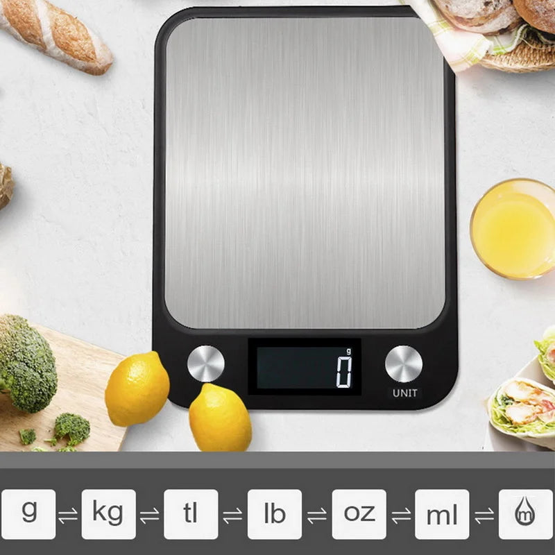 Digitale Küchenwaage: Edelstahl-Design, 5/10/15 kg, für Lebensmittel, Kaffee, Kochen und Backen