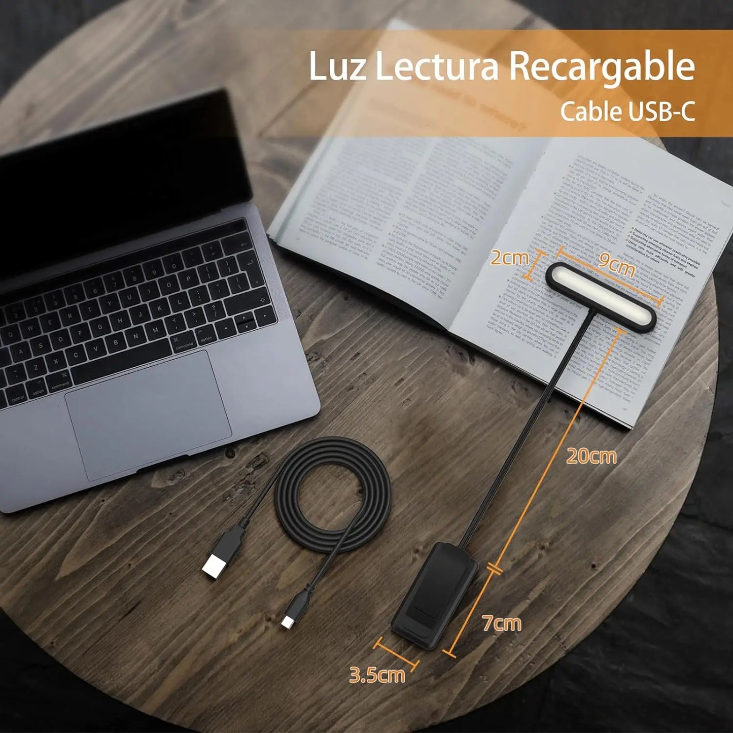 Gritin LED Leselampe 14 LEDs – USB aufladbar, Warm-/Kaltlicht & Tageslichtmodus, Flexibel & leicht anzubringen, Perfekt für Bücher & Nachttisch