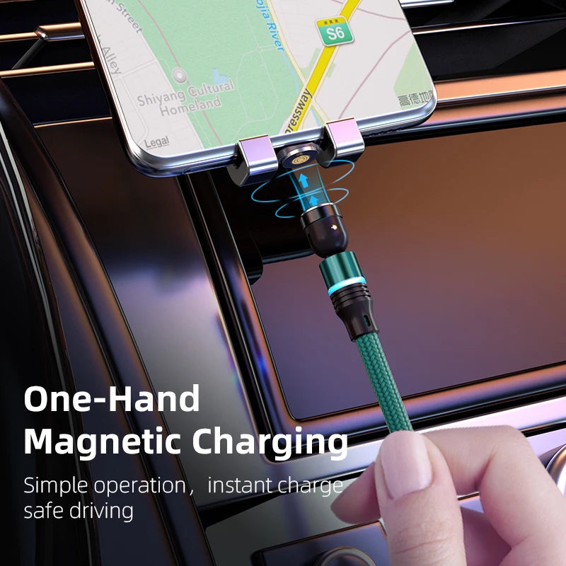 AUFU 540° Drehbarer Magnetisches Kabel – 3A Schnellladekabel, Typ-C und Micro-USB Datenkabel für iPhone 14, Xiaomi, Samsung, Ideal für einfaches und schnelles Aufladen