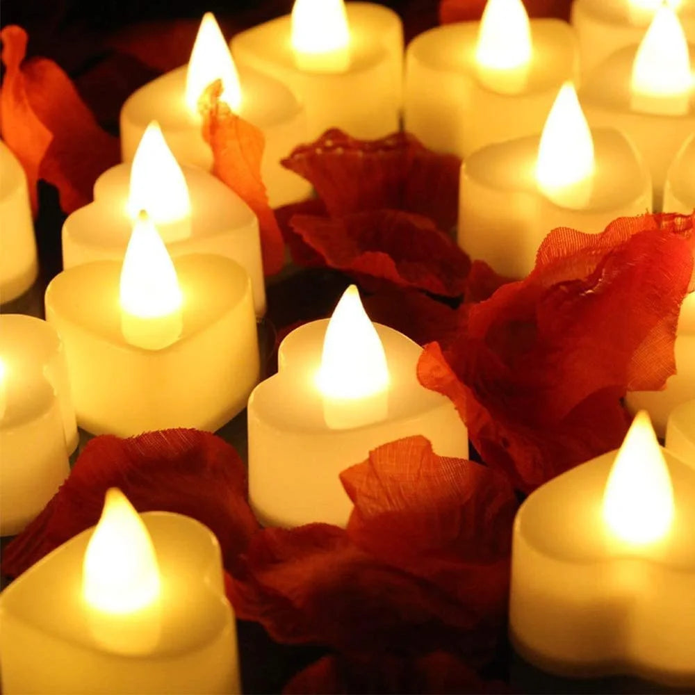 24 Stück hochwertige Flameless LED Kerzen für Zuhause – Herzförmige elektronische Teelichter für Weihnachtsfeiern, Hochzeiten und festliche Dekoration