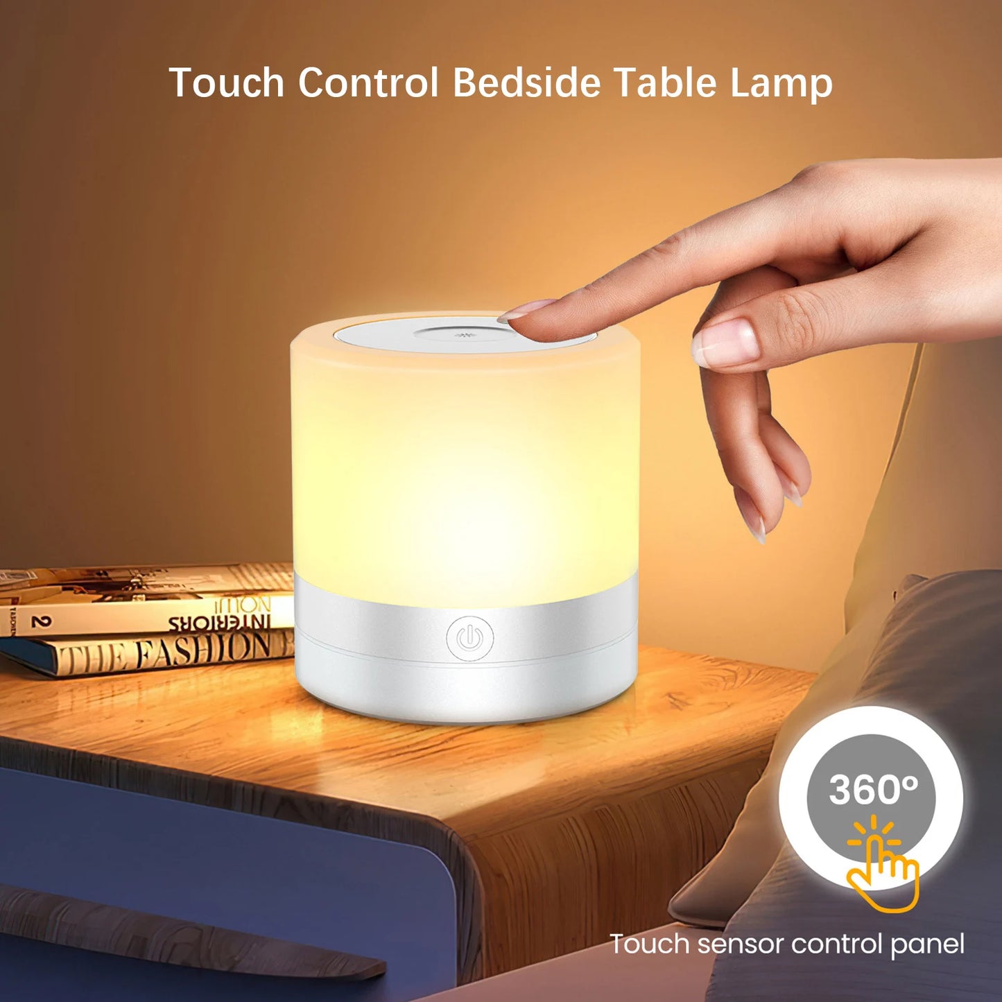 Tischlampe – Touch-Dimmbares Nachtlicht, tragbares USB-wiederaufladbares, farbwechselndes LED-Licht für Nachttisch, Schlafzimmer und Wohnzimmer