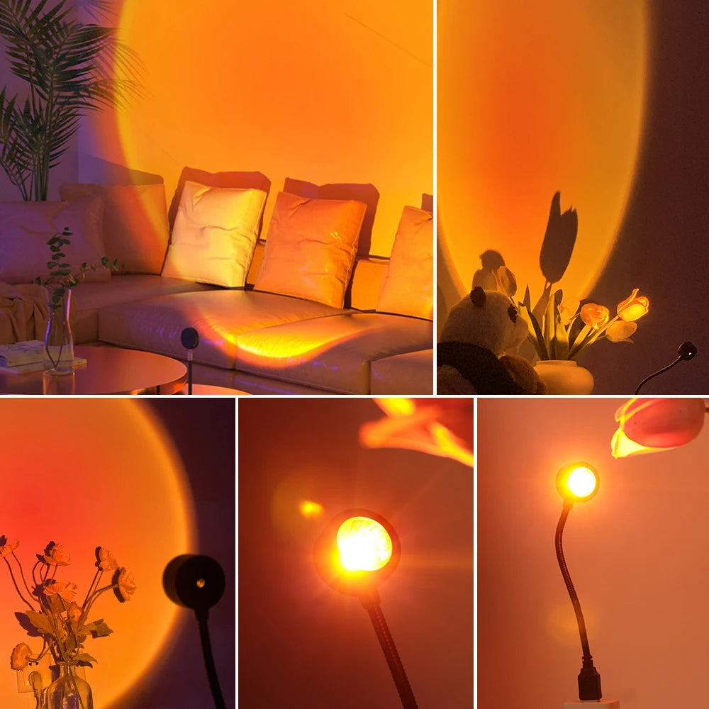 LED Neon Sunset Lampe mit USB - Nachtlicht-Projektor für stimmungsvolle Heimdekoration, Schlafzimmer und Wohnzimmer
