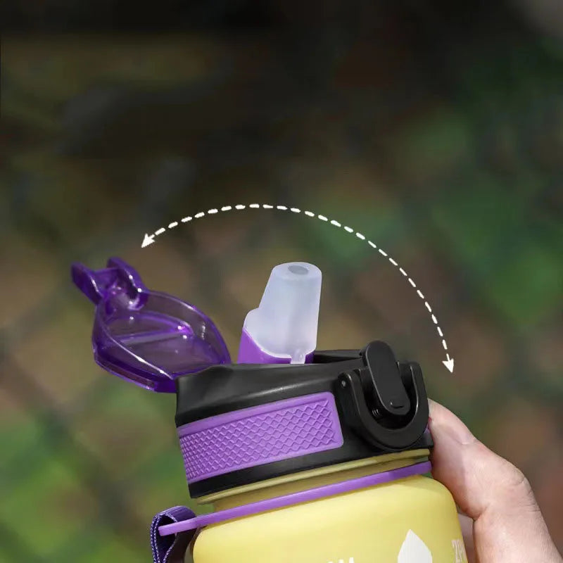 Motivierende Wasserflasche 900/1000ml – Auslaufsichere Trinkflasche für Sport, Gym, Outdoor & Reisen