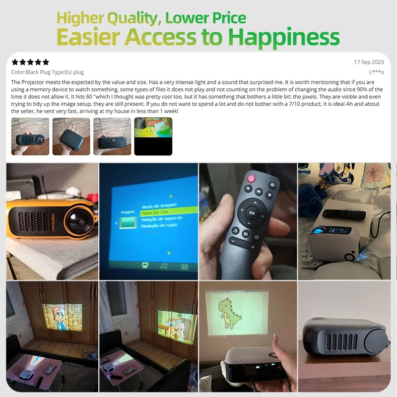 AUN A2000 Tragbarer Projektor LED Heimkino Mini Smart TV Beamer Unterstützung für 1080P Full HD Filmwiedergabe