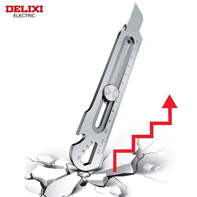 DELIXI Cuttermesser mit SK5-Klinge – Profi-Universalmesser, scharf & einziehbar, für Papier, Stoff, Film, Schaumstoff, Holz, Gummi & Kunststoff