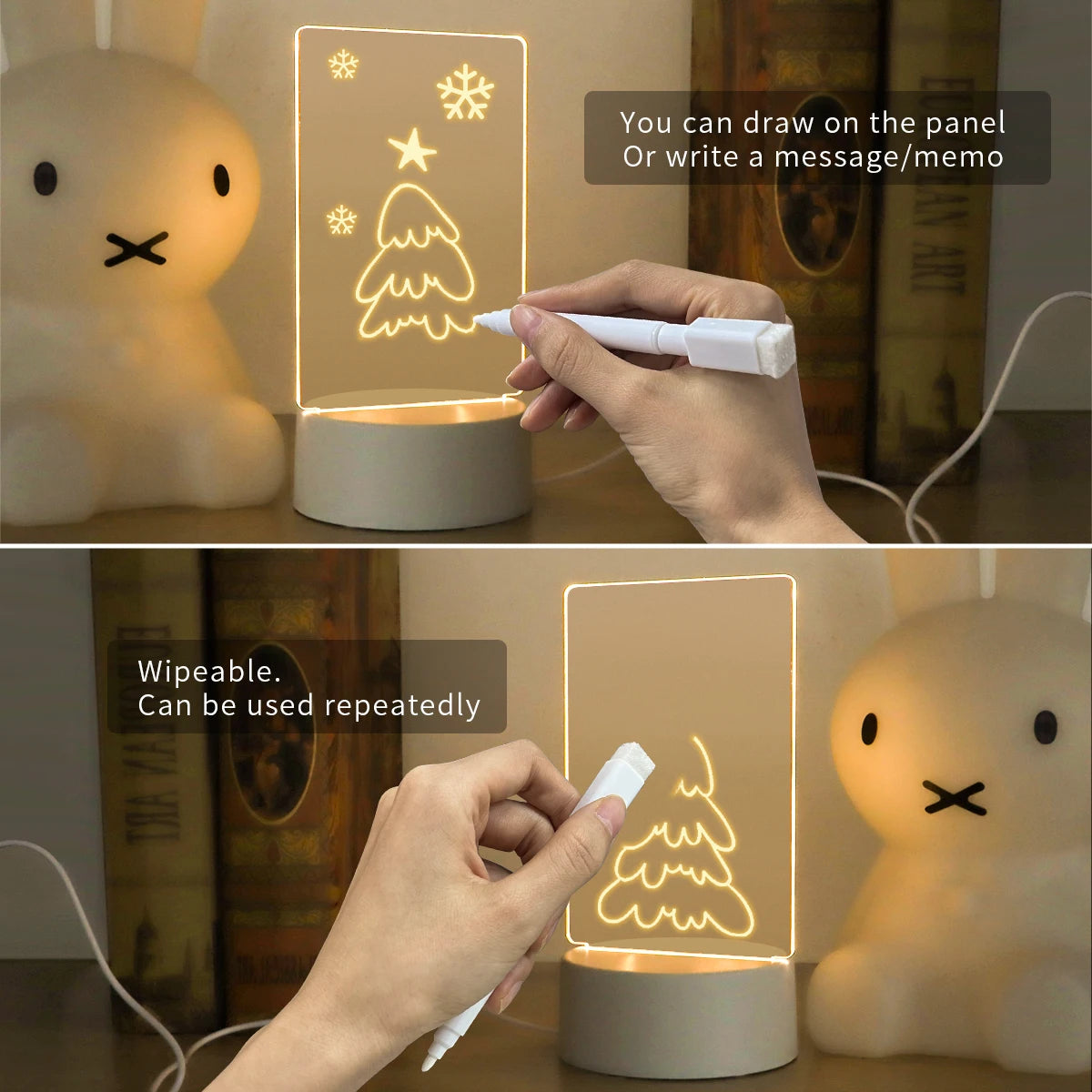 USB LED-Notizenbrett - Kreatives Nachtlicht mit Notizfunktion und Stift, beleuchtete Notizentafel perfekt, als Geschenk!