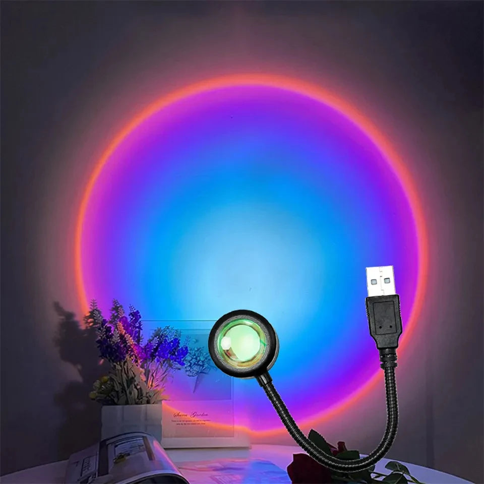 Mini USB-Sonnenuntergangsprojektionslampe - Atmosphärisches Nachtlicht für Schlafzimmer und Wanddekoration, Mini Sunset Lampe
