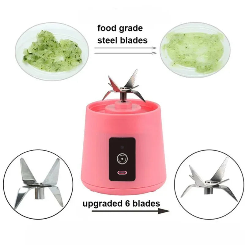 Mini-Fruchtsaftmixer: Tragbarer USB-Mixer mit 6 Klingen, für Gemüse- und Fruchtsäfte, Smoothies, 1800mAh